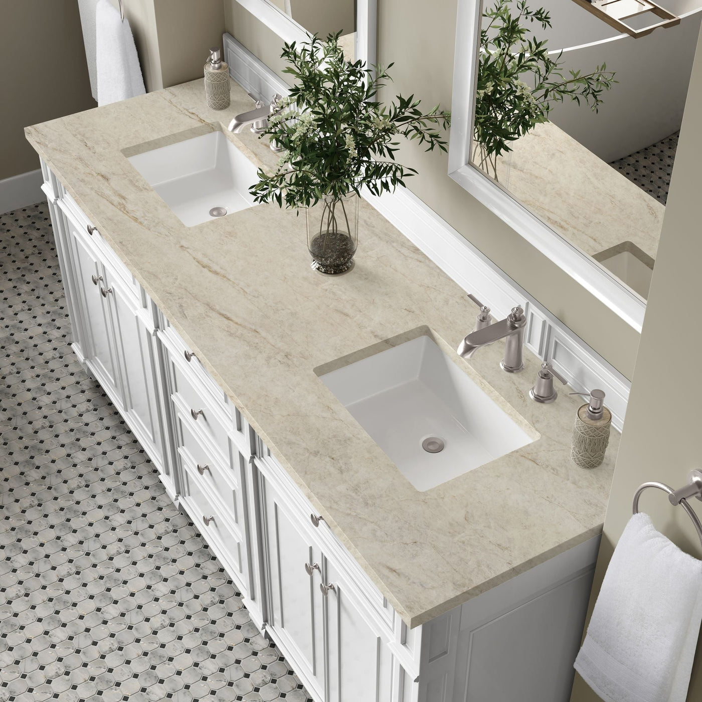 James Martin Bristol 72" Double Bathroom Vanity, Bright White by James Martin