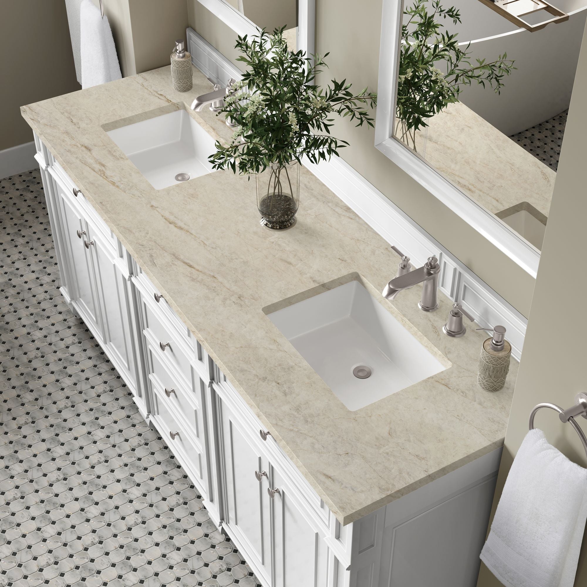James Martin Bristol 72" Double Bathroom Vanity, Bright White by James Martin