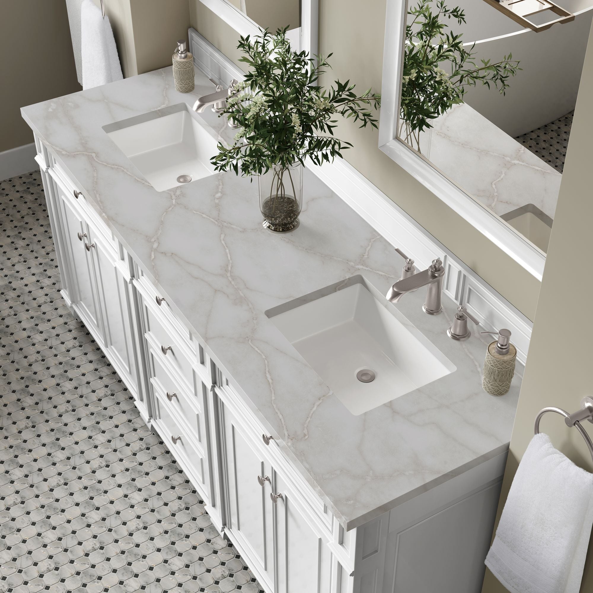 James Martin Bristol 72" Double Bathroom Vanity, Bright White by James Martin