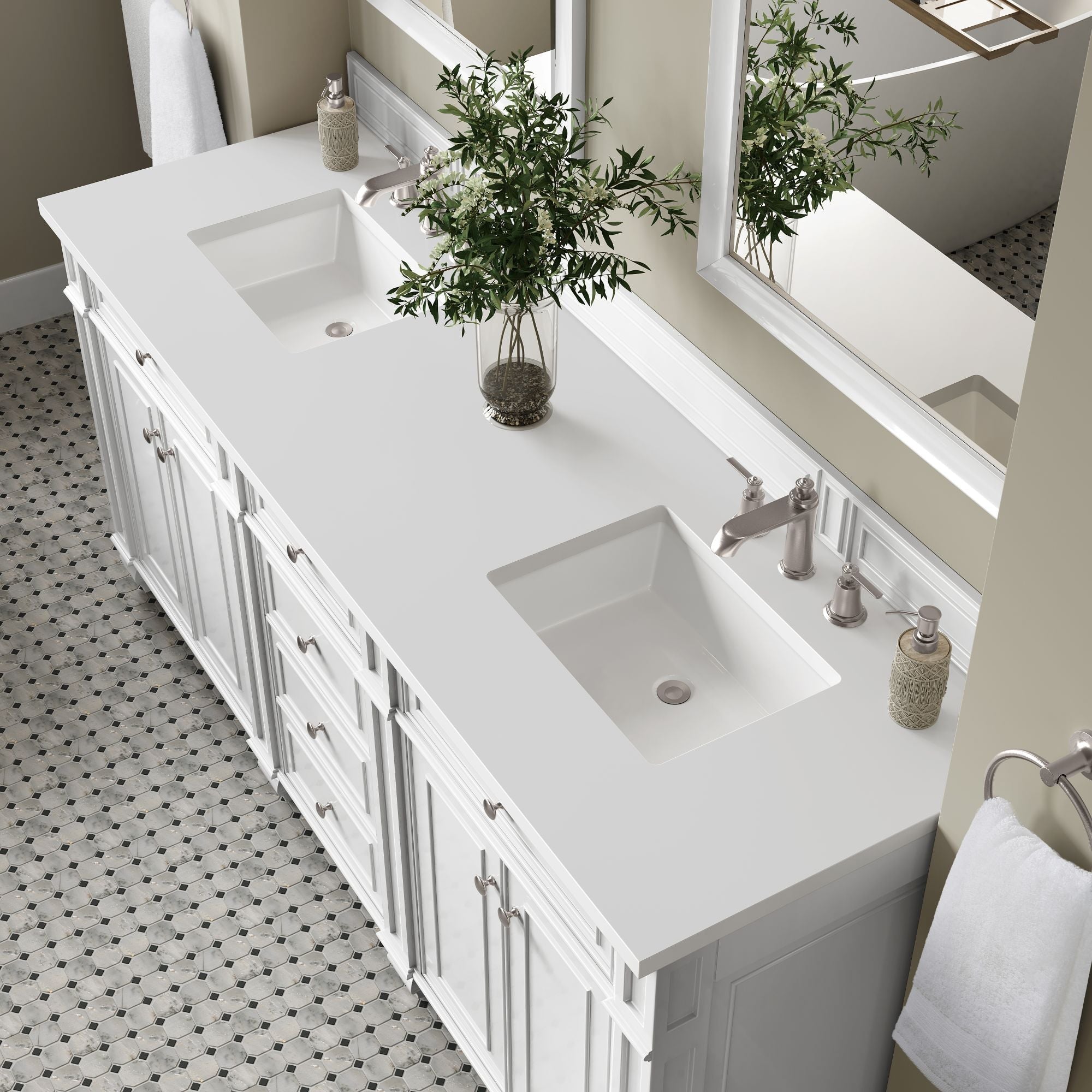 James Martin Bristol 72" Double Bathroom Vanity, Bright White by James Martin