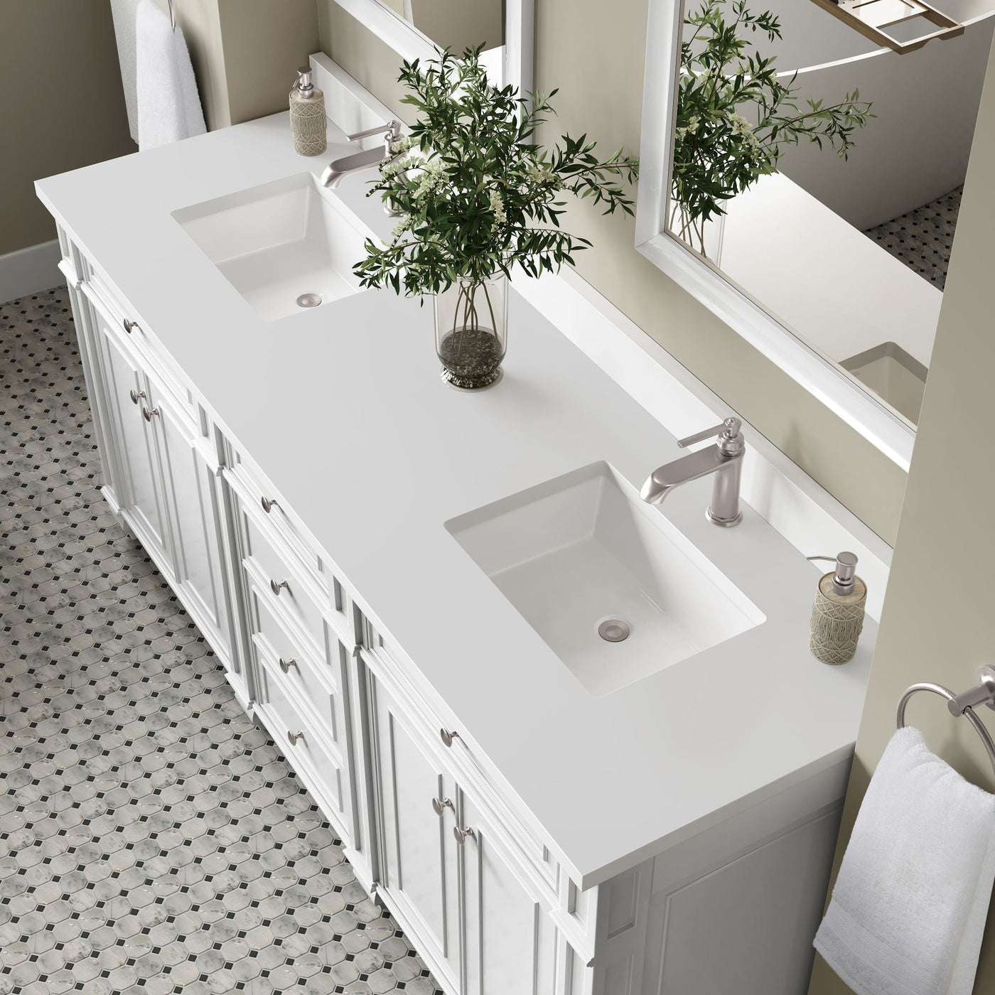 James Martin Bristol 72" Double Bathroom Vanity, Bright White by James Martin