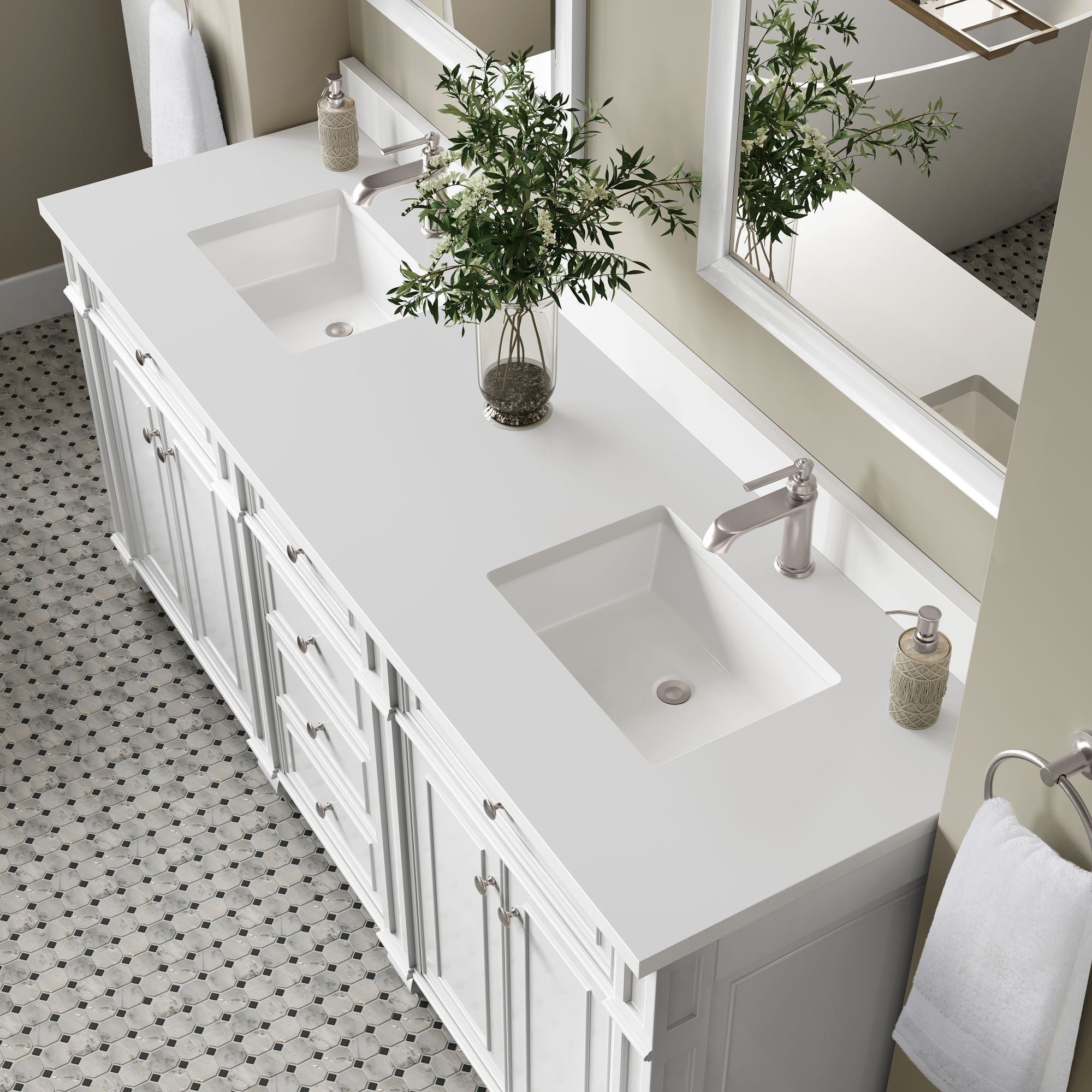 James Martin Bristol 72" Double Bathroom Vanity, Bright White by James Martin