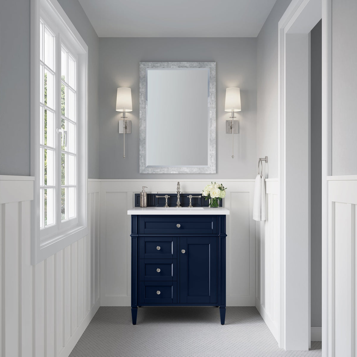 James Martin Brittany 30" Single Bathroom Vanity, Victory Blue, cabinet without a countertop