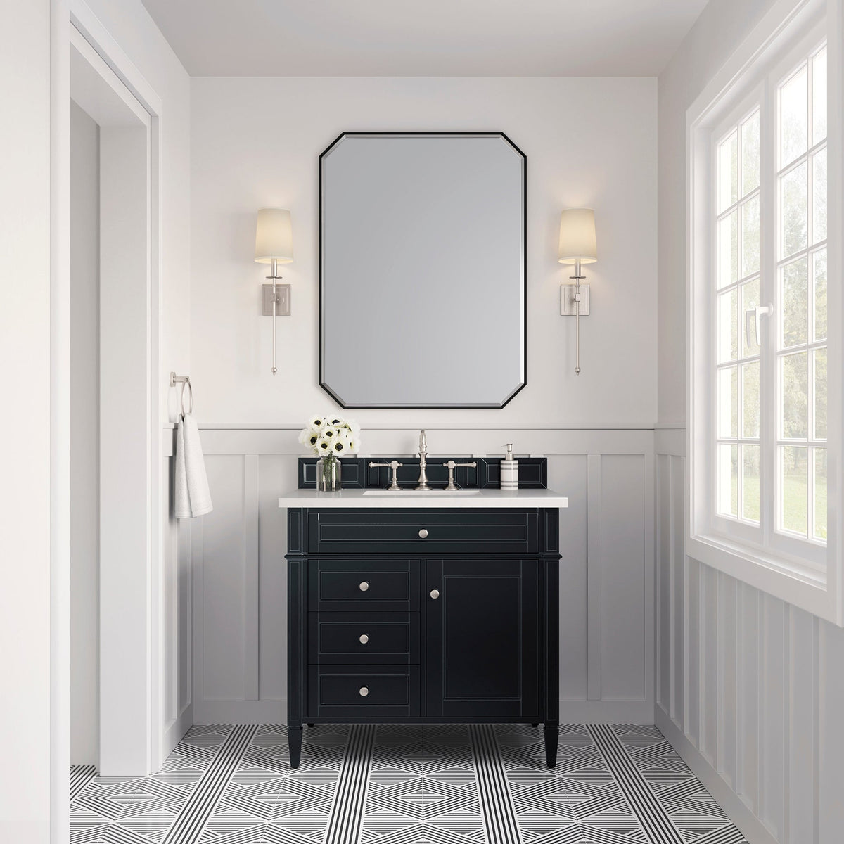 James Martin Brittany 36" Single Bathroom Vanity, Black Onyx, cabinet without a countertop