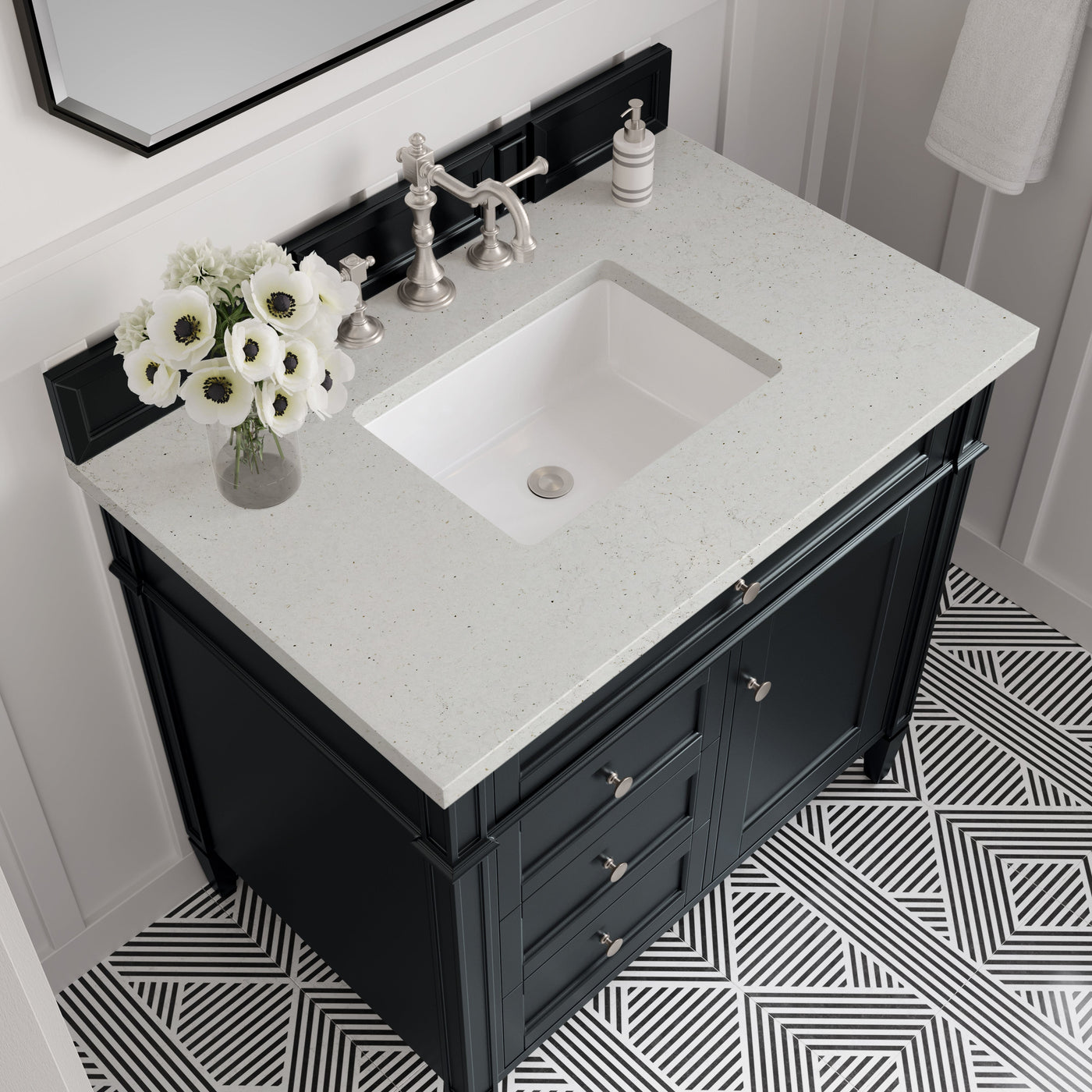 James Martin Brittany 36" Single Bathroom Vanity, Black Onyx with Lime Delight countertop