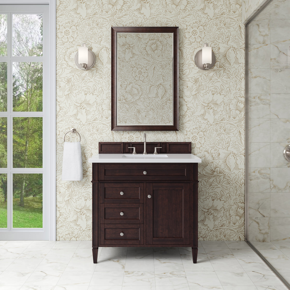 James Martin Brittany 36" Single Bathroom Vanity, Burnished Mahogany, cabinet without a countertop
