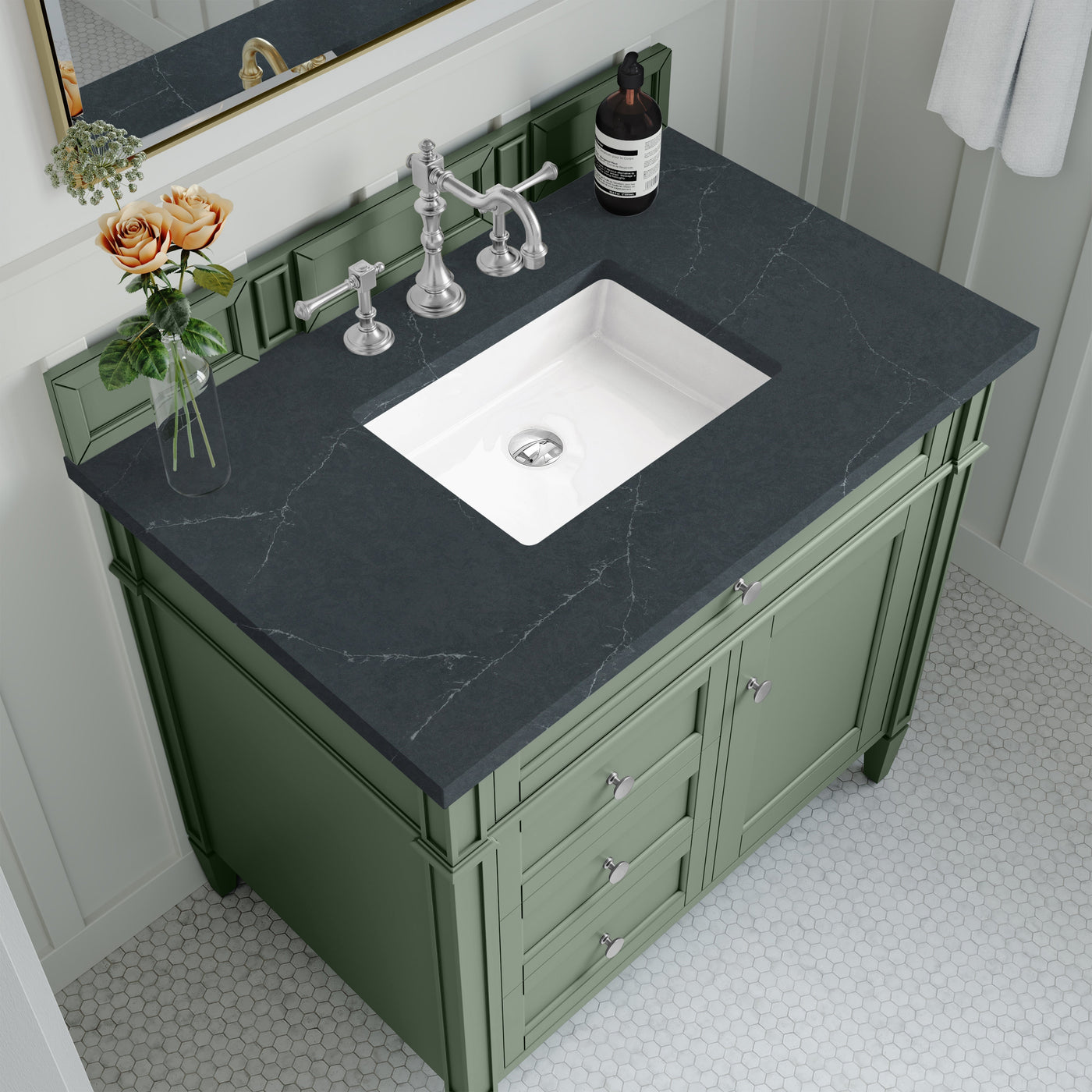 James Martin Brittany 36" Single Bathroom Vanity, Smokey Celadon by James Martin