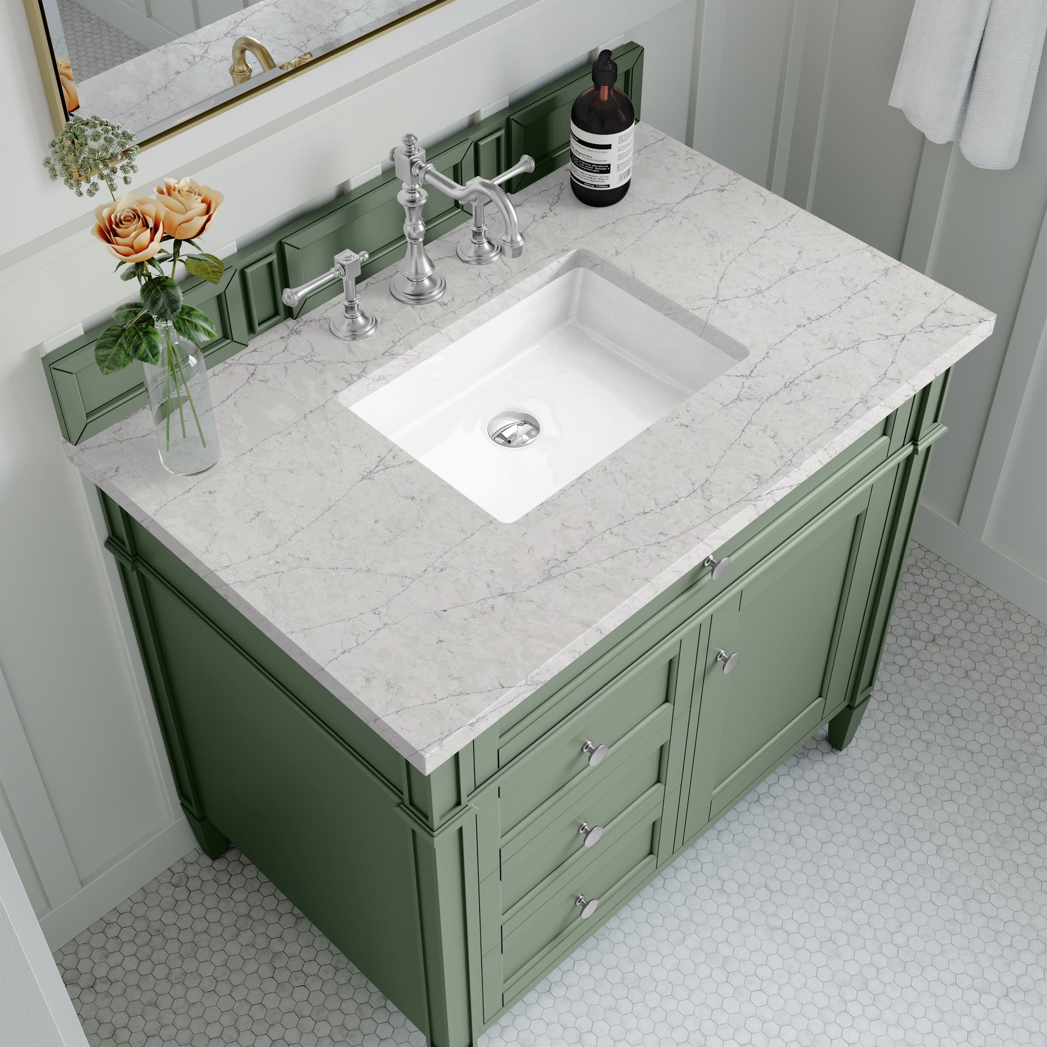 James Martin Brittany 36" Single Bathroom Vanity, Smokey Celadon by James Martin