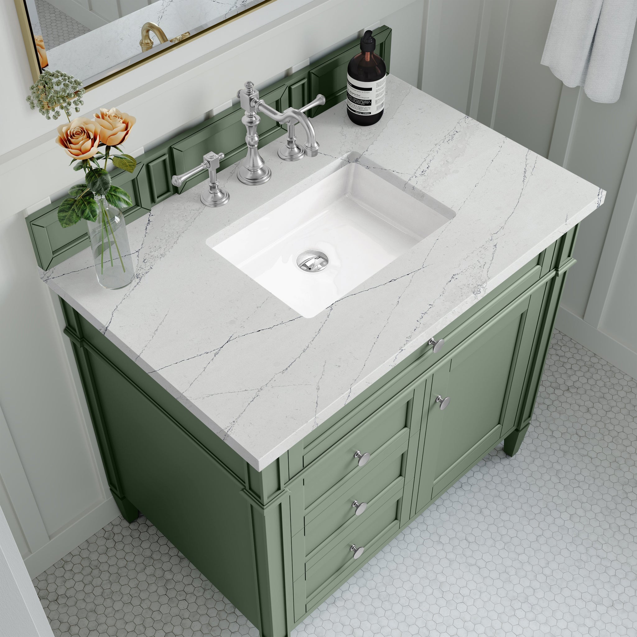 James Martin Brittany 36" Single Bathroom Vanity, Smokey Celadon by James Martin