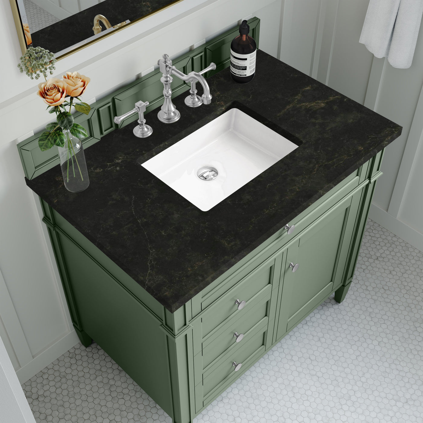 James Martin Brittany 36" Single Bathroom Vanity, Smokey Celadon by James Martin