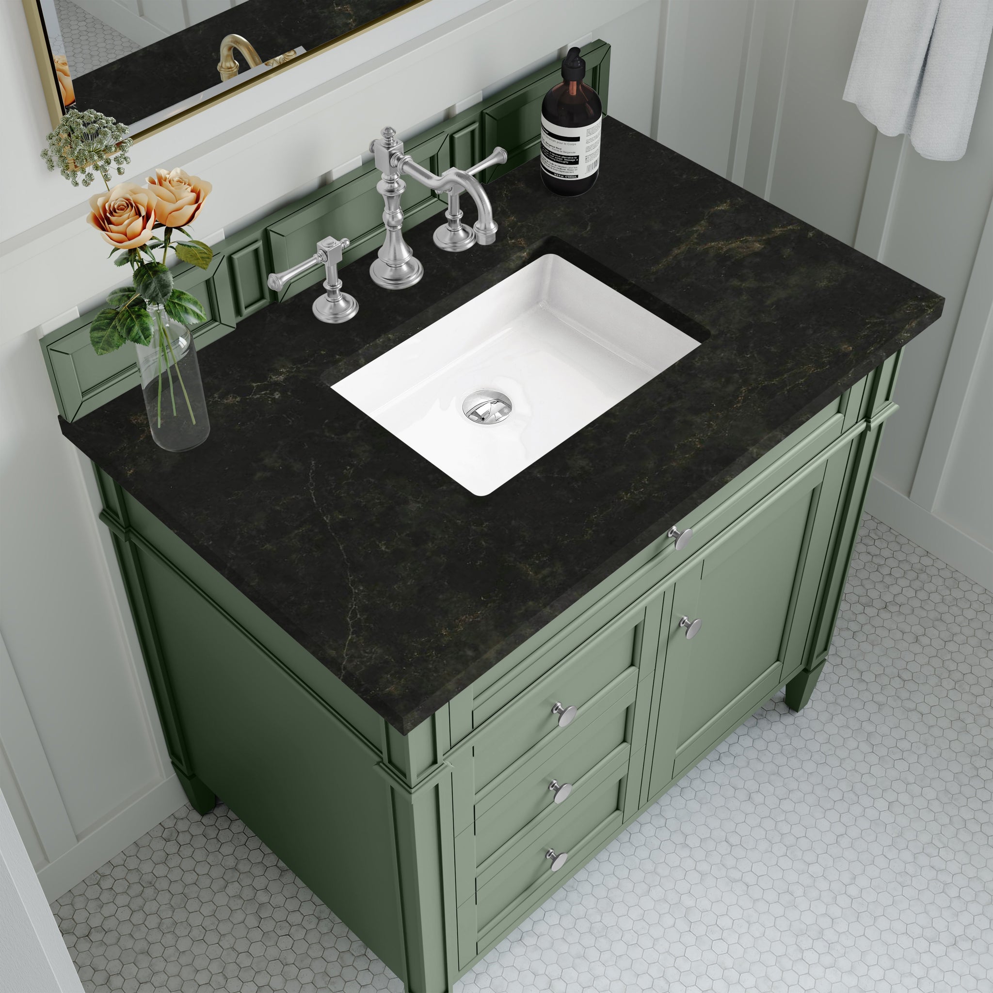 James Martin Brittany 36" Single Bathroom Vanity, Smokey Celadon by James Martin