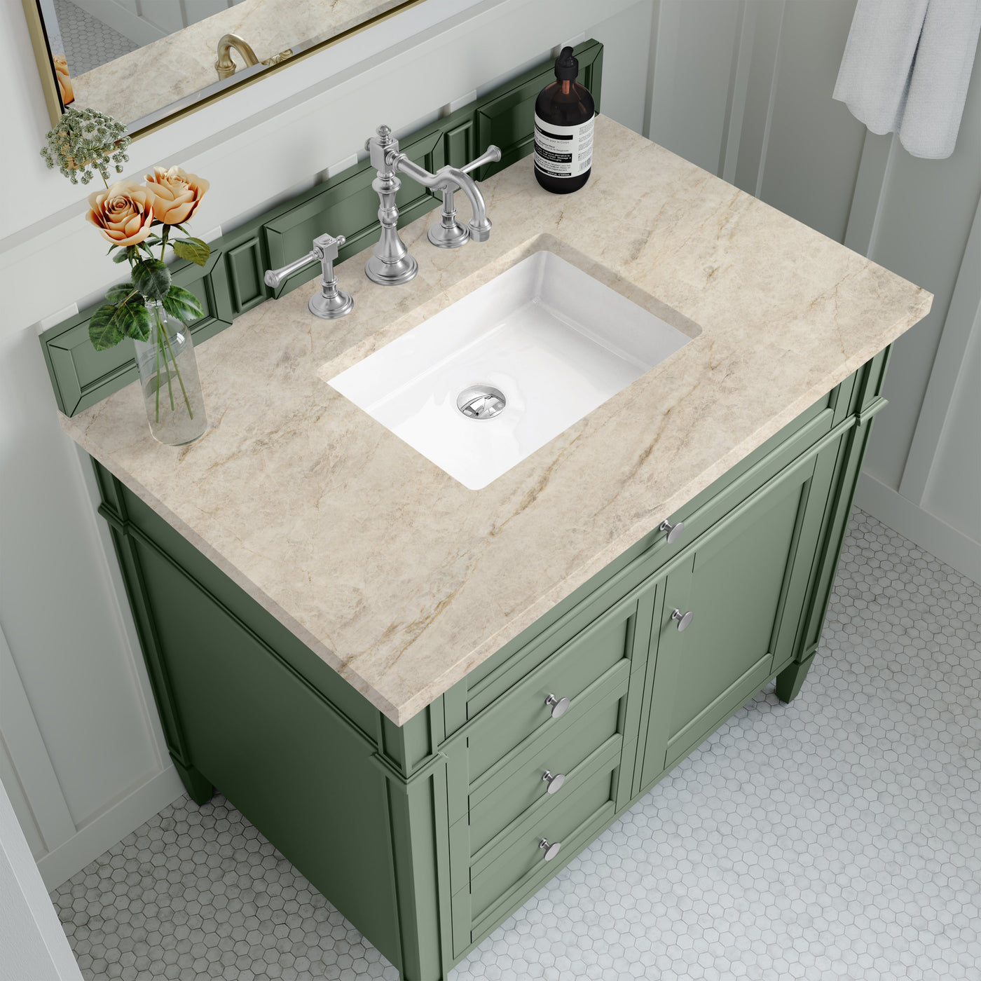 James Martin Brittany 36" Single Bathroom Vanity, Smokey Celadon by James Martin