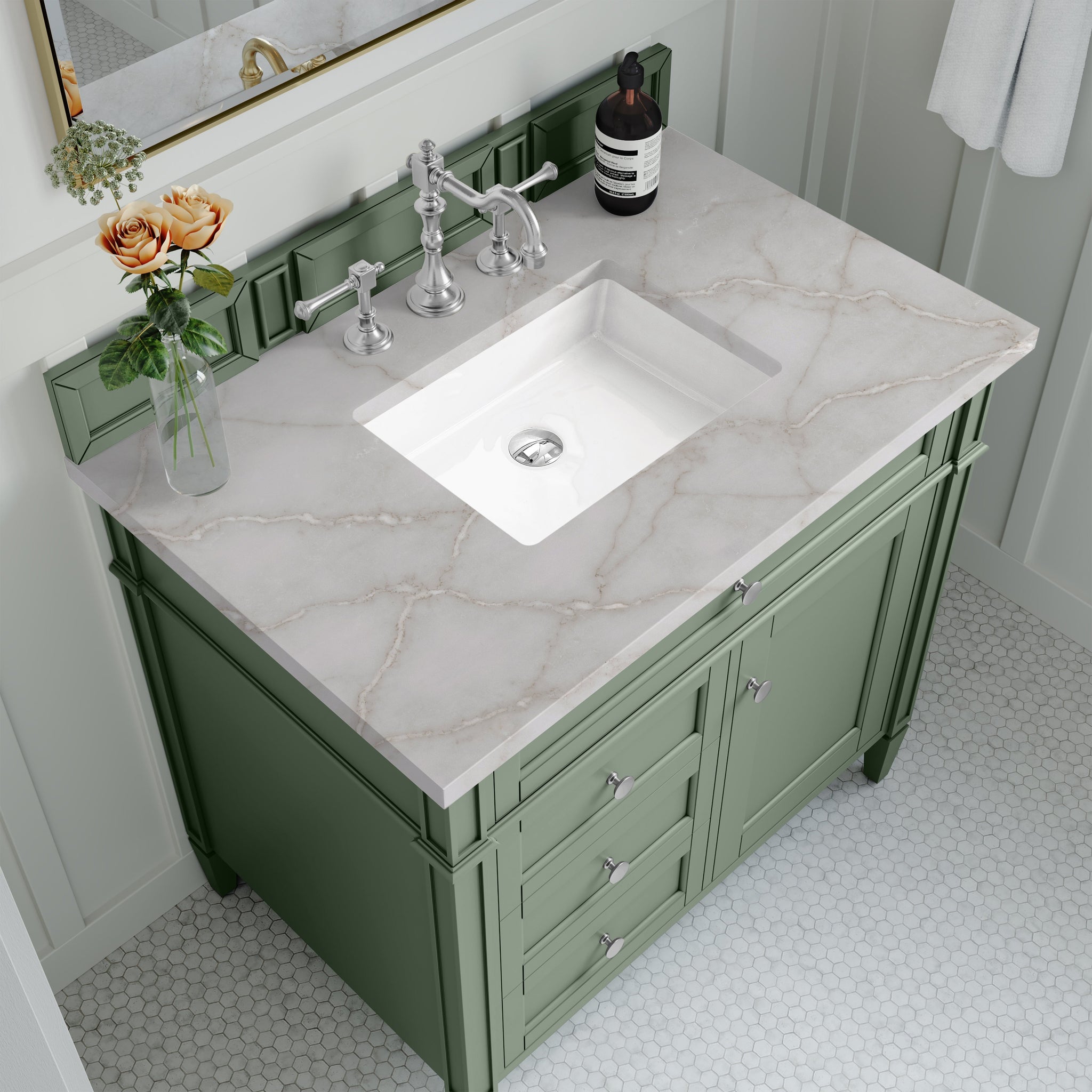 James Martin Brittany 36" Single Bathroom Vanity, Smokey Celadon by James Martin