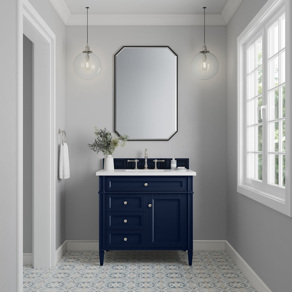James Martin Brittany 36" Single Bathroom Vanity, Victory Blue, cabinet without a countertop