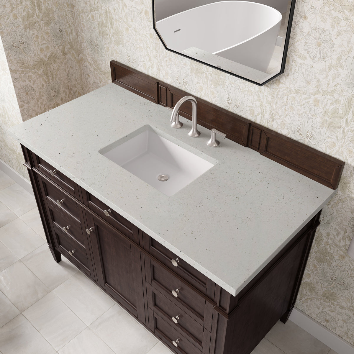 James Martin Brittany 48" Single Bathroom Vanity, Burnished Mahogany with Lime Delight countertop