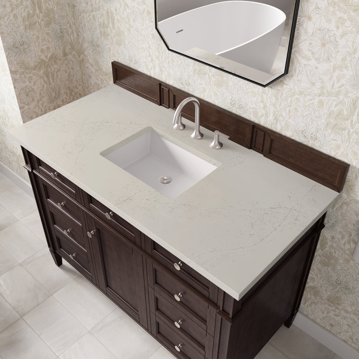 James Martin Brittany 48" Single Bathroom Vanity, Burnished Mahogany with Siberian countertop