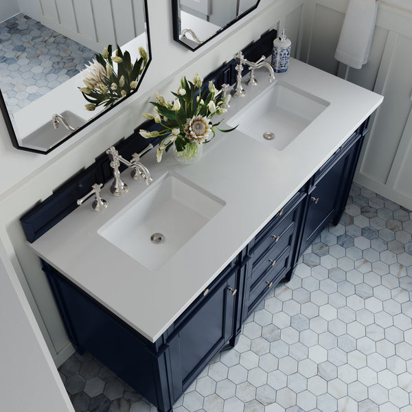 James Martin Brittany 60" Double Bathroom Vanity, Victory Blue