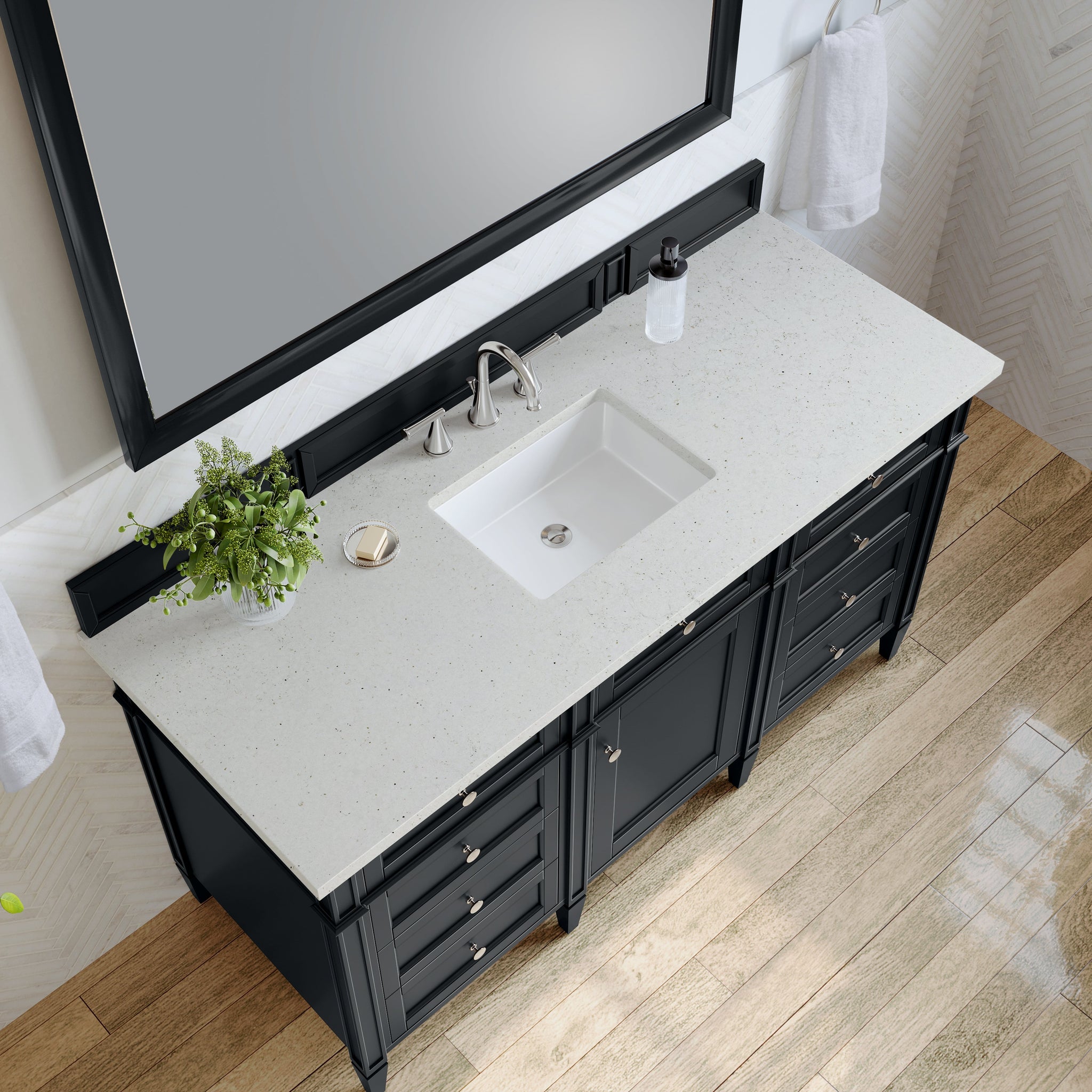 James Martin Brittany 60" Single Bathroom Vanity, Black Onyx with Lime Delight countertop