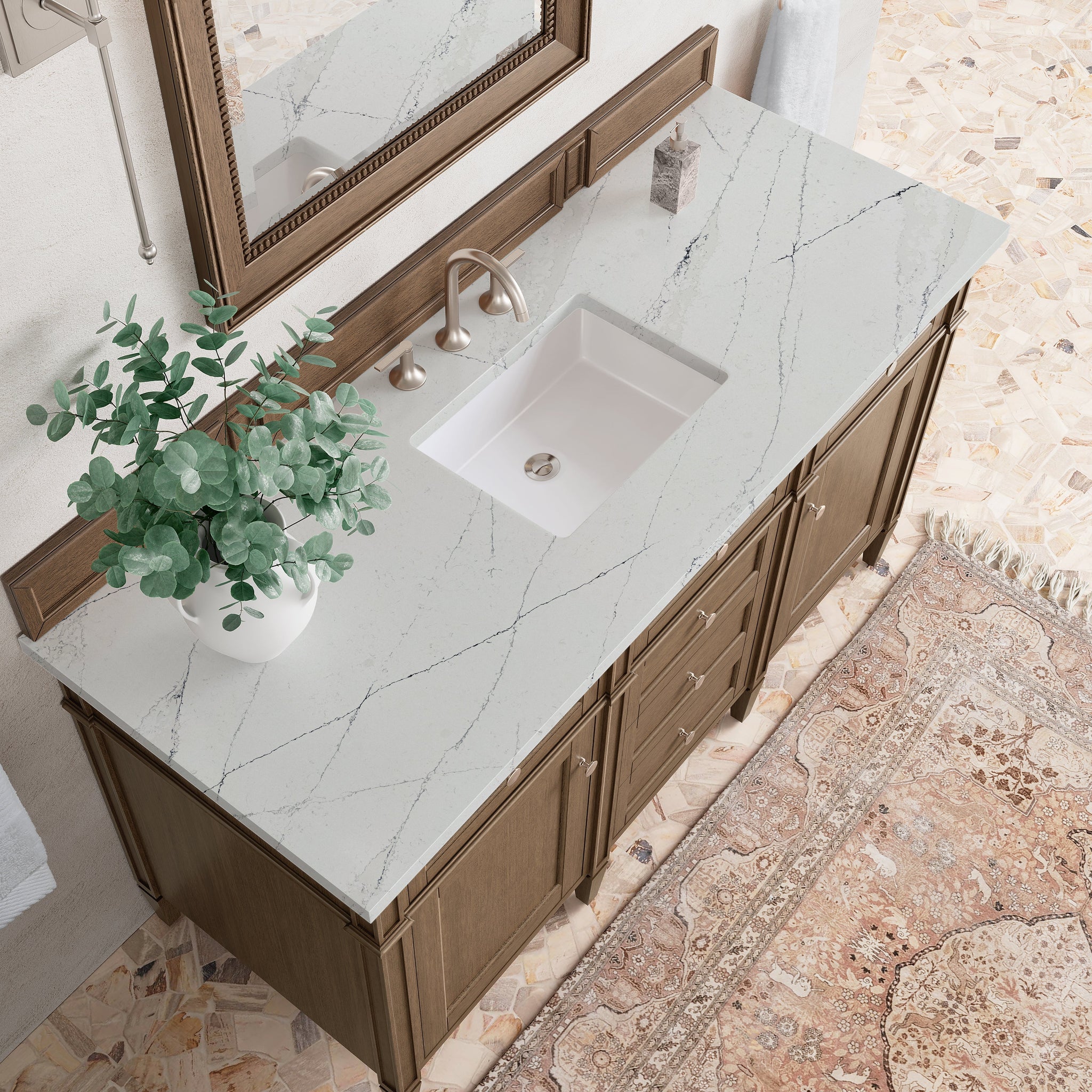 James Martin Brittany 60" Single Bathroom Vanity, Saddle Brown with Ethereal Noctis countertop