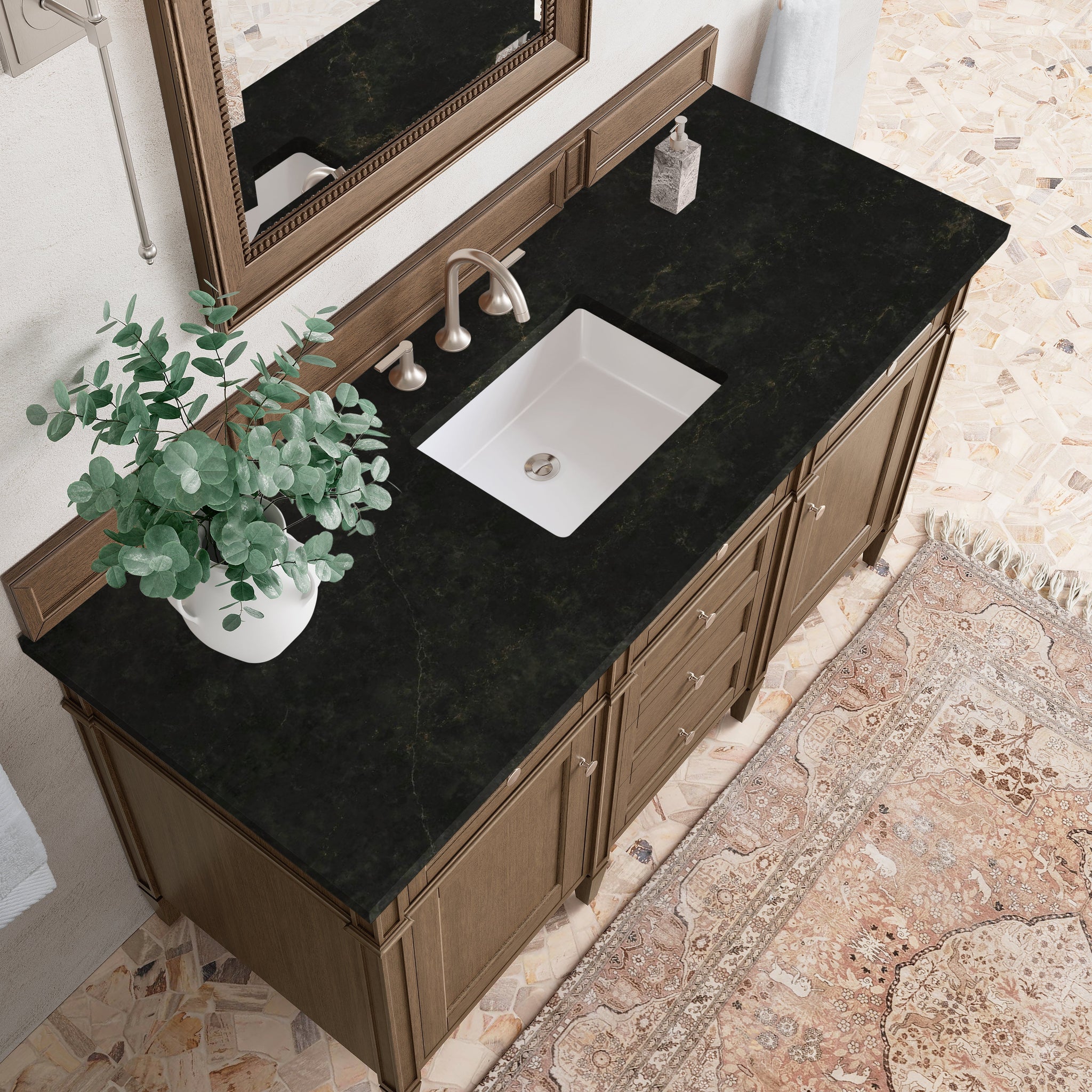 James Martin Brittany 60" Single Bathroom Vanity, Saddle Brown with Phantome countertop