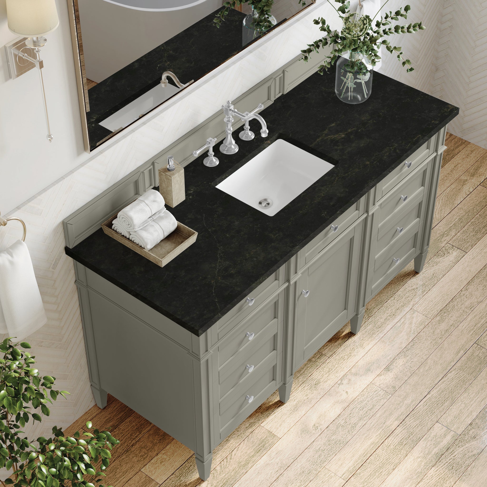 James Martin Brittany 60" Single Bathroom Vanity, Urban Gray with Phantome countertop