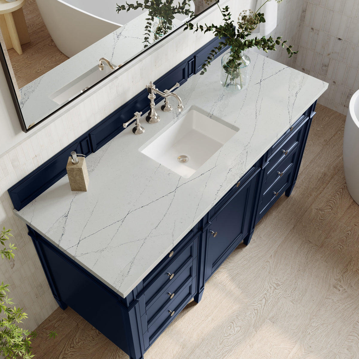 James Martin Brittany 60" Single Bathroom Vanity, Victory Blue with Ethereal Noctis countertop
