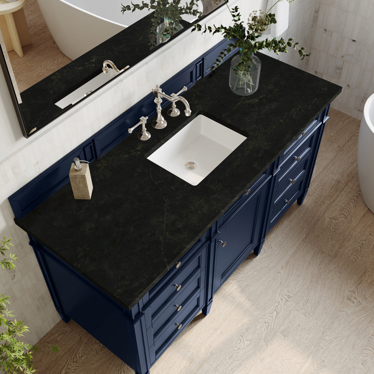 James Martin Brittany 60" Single Bathroom Vanity, Victory Blue with Phantome countertop