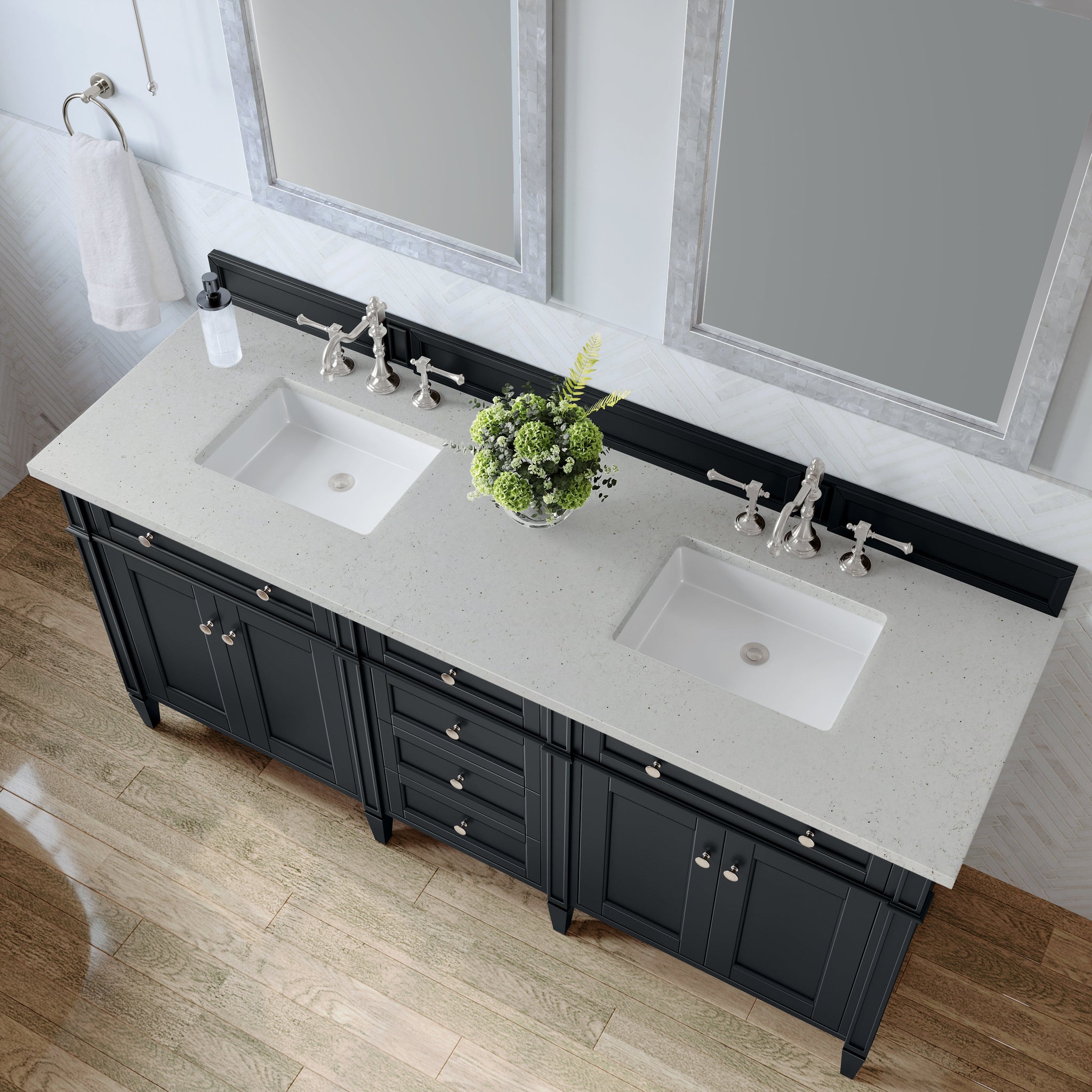 James Martin Brittany 72" Double Bathroom Vanity, Black Onyx with Lime Delight countertop