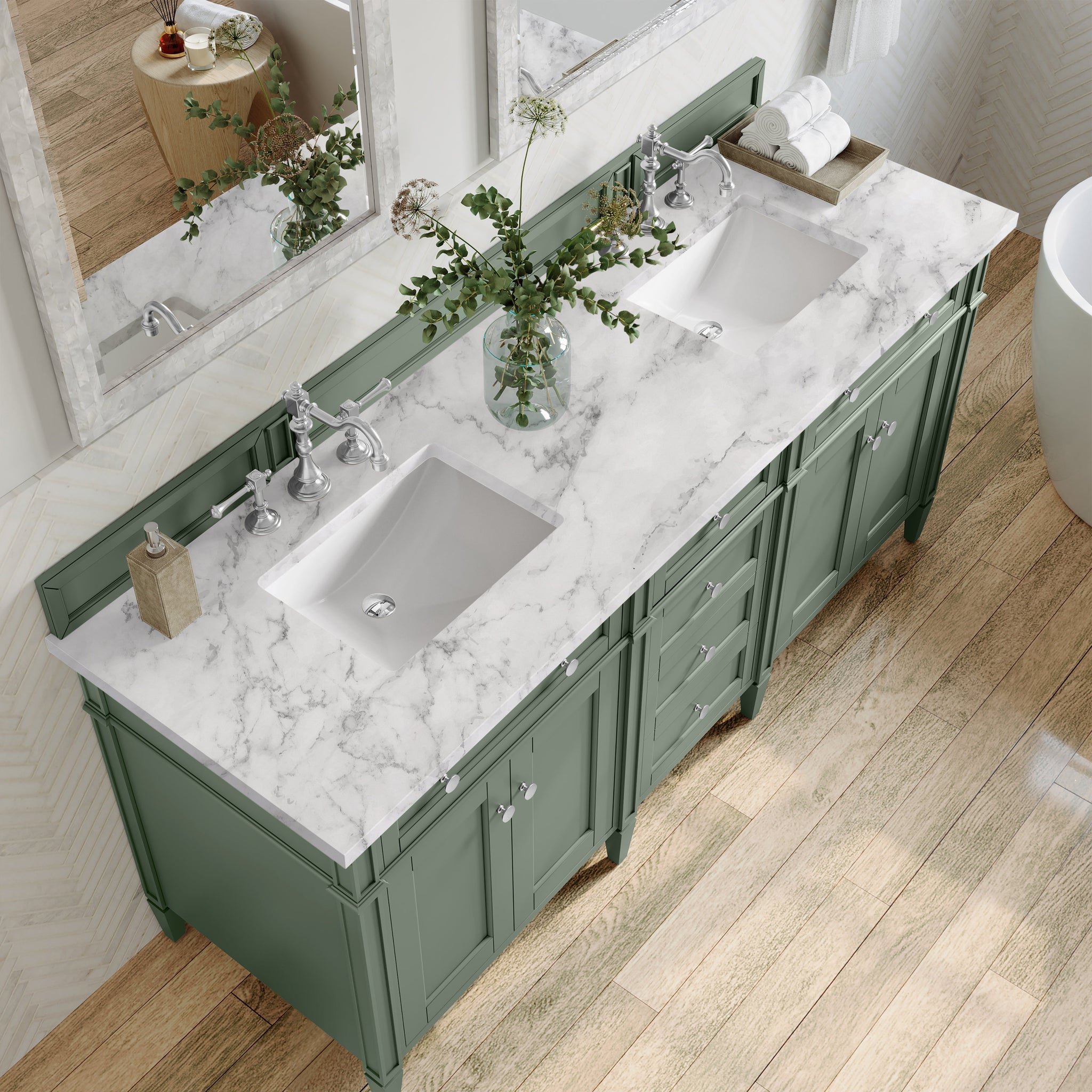 James Martin Brittany 72" Double Bathroom Vanity, Smokey Celadon by James Martin