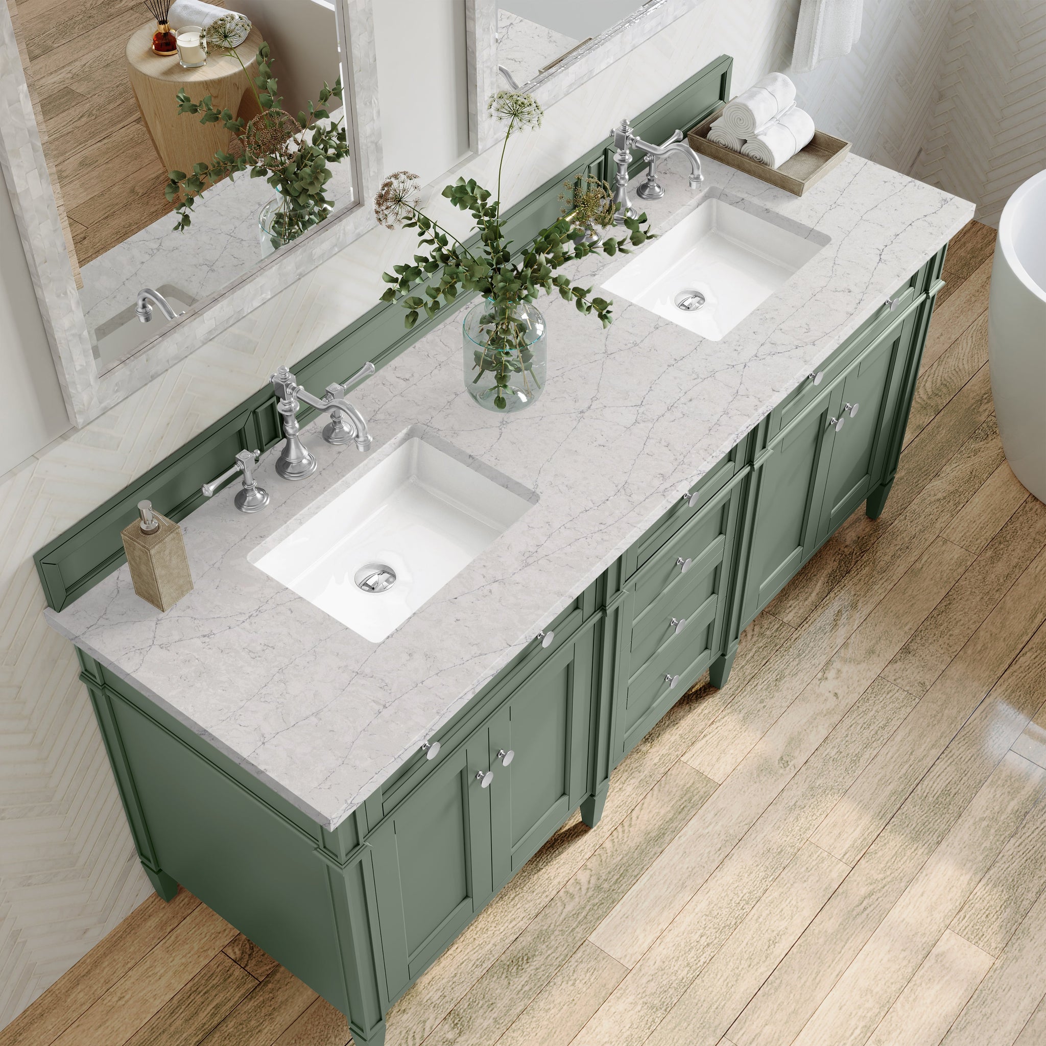James Martin Brittany 72" Double Bathroom Vanity, Smokey Celadon by James Martin