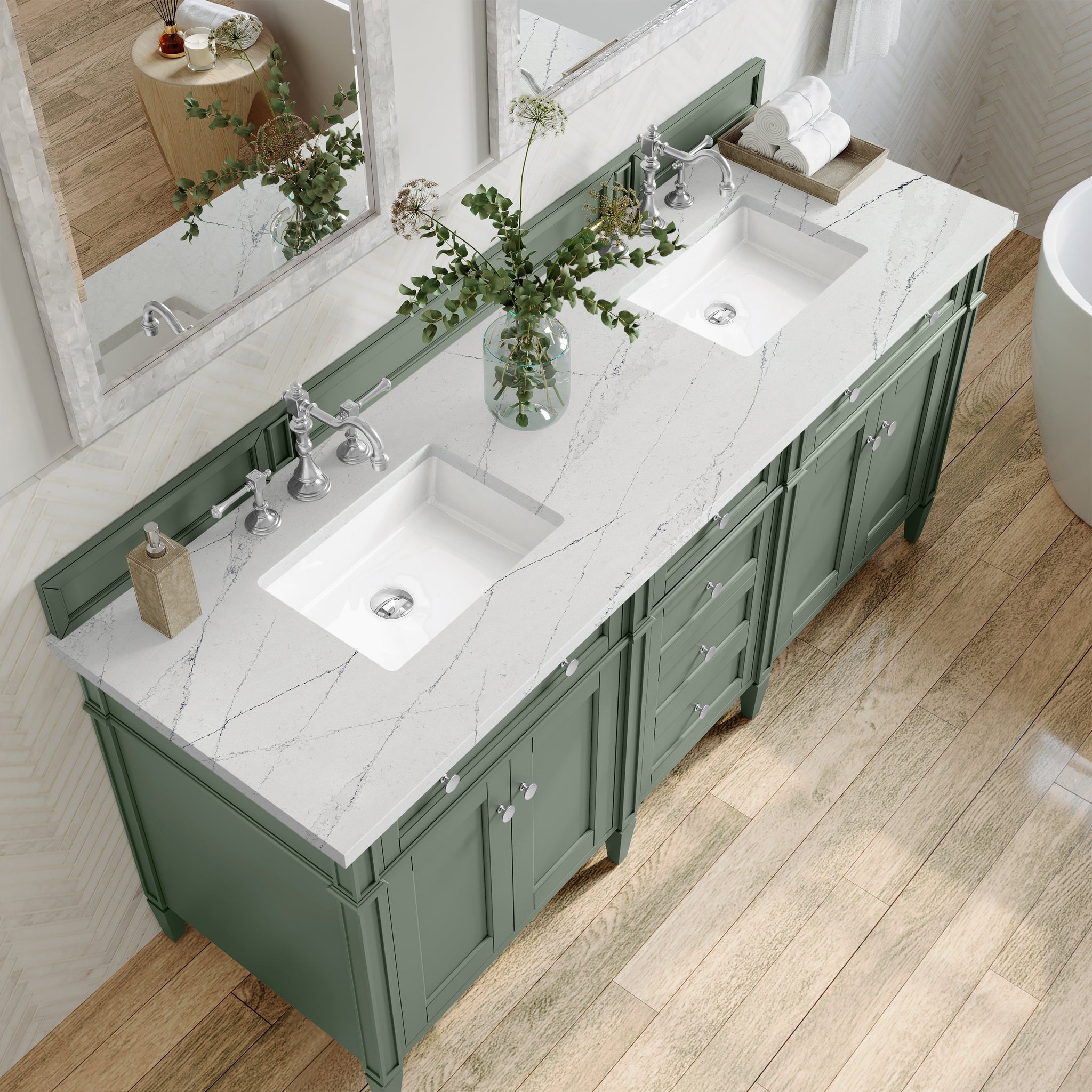 James Martin Brittany 72" Double Bathroom Vanity, Smokey Celadon by James Martin