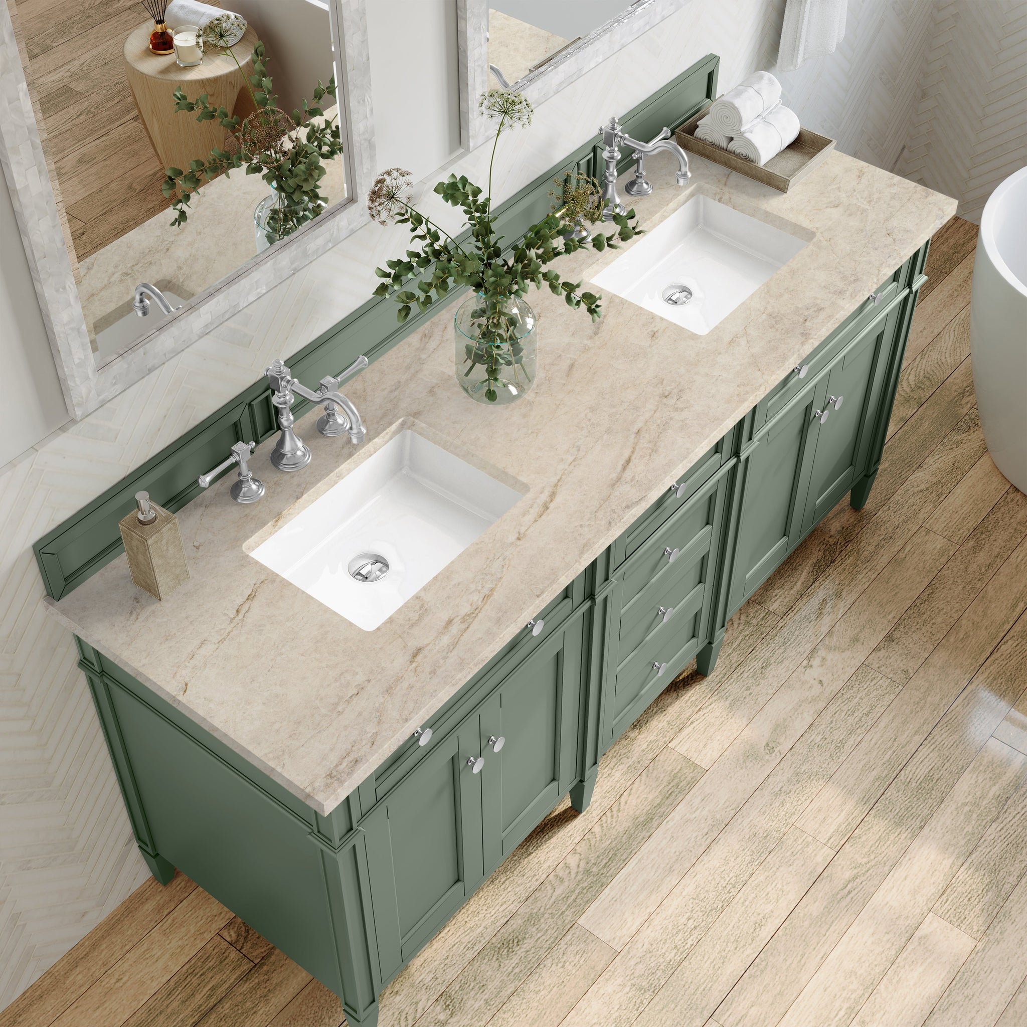 James Martin Brittany 72" Double Bathroom Vanity, Smokey Celadon by James Martin