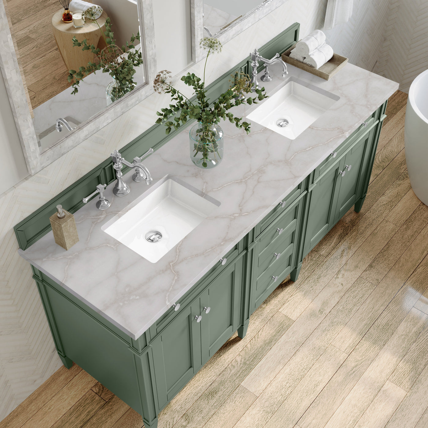 James Martin Brittany 72" Double Bathroom Vanity, Smokey Celadon by James Martin