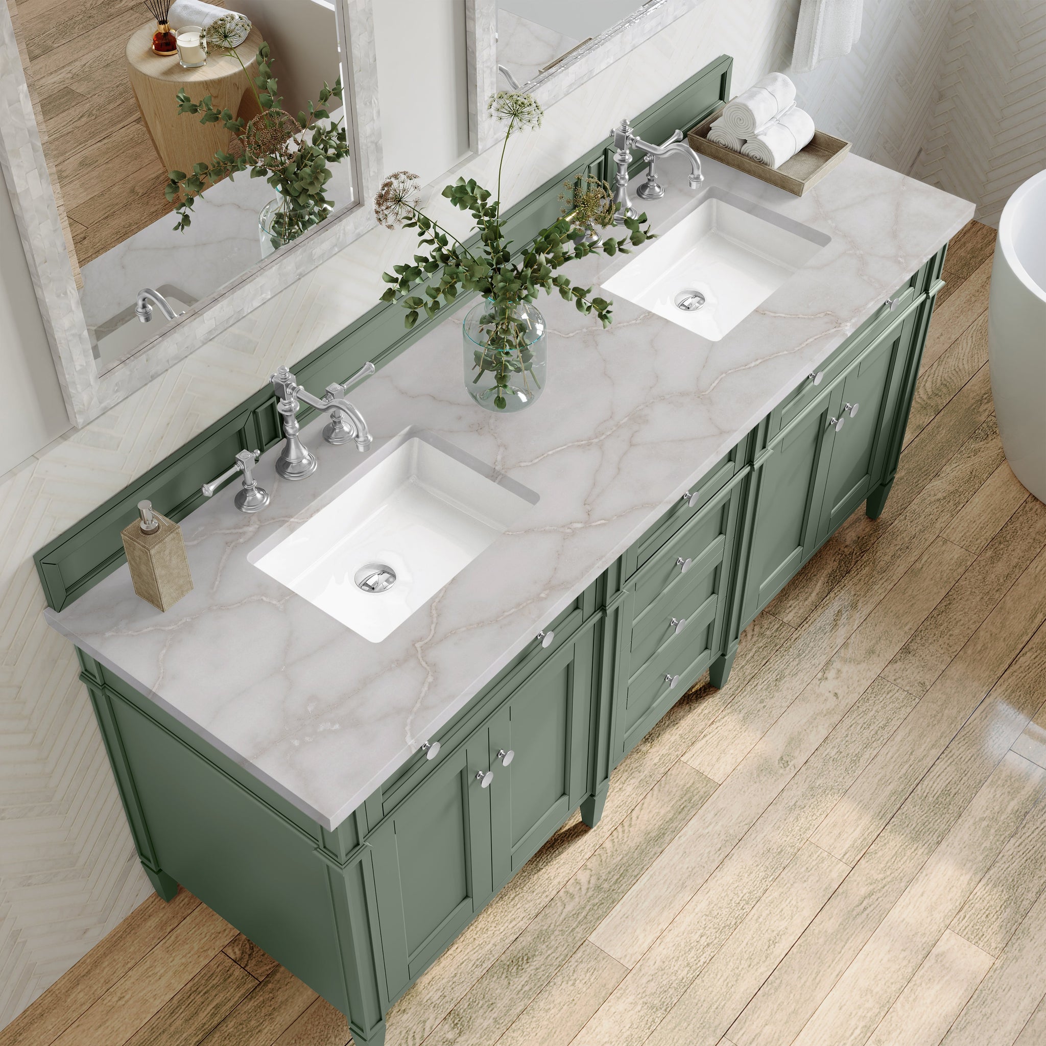 James Martin Brittany 72" Double Bathroom Vanity, Smokey Celadon by James Martin