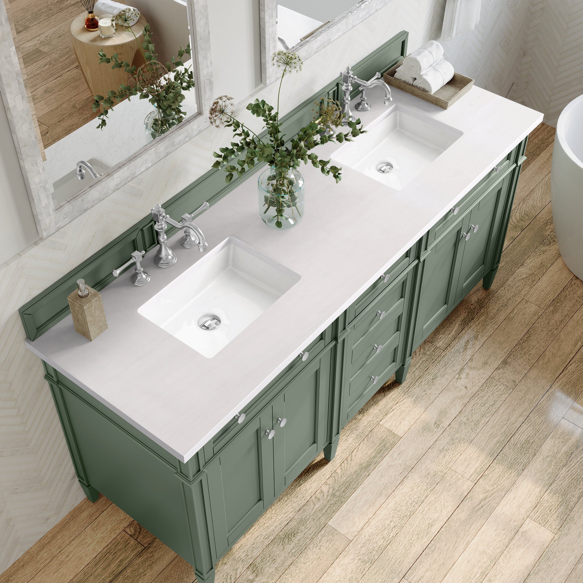 James Martin Brittany 72" Double Bathroom Vanity, Smokey Celadon by James Martin