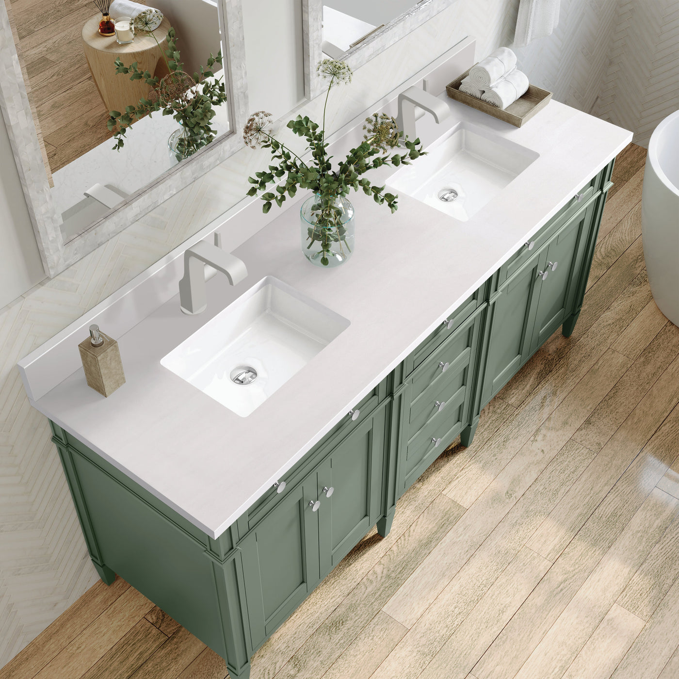 James Martin Brittany 72" Double Bathroom Vanity, Smokey Celadon by James Martin