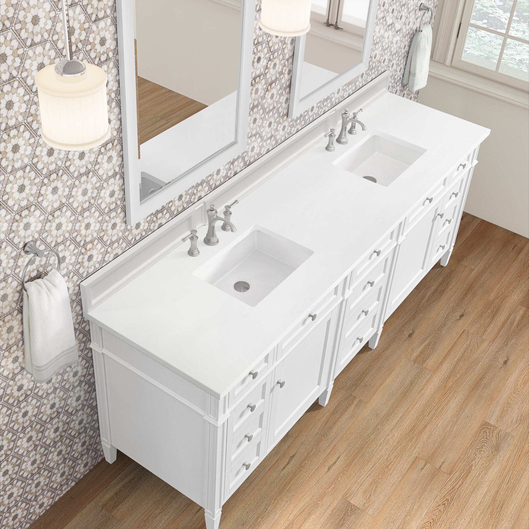 James Martin Brittany 84" Double Bathroom Vanity, Bright White by James Martin