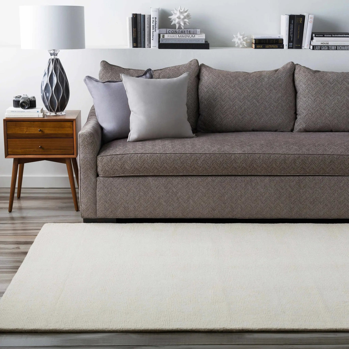 Brockton Solid Light Beige Wool Rug by Boutique Rugs