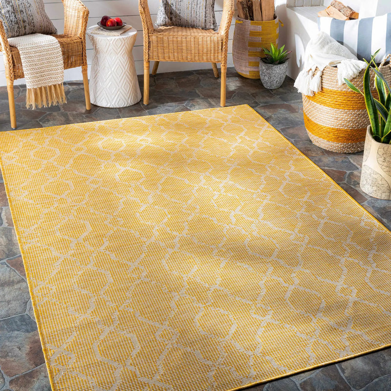 Brocton Yellow Flatweave Outdoor Rug - Clearance by Boutique Rugs