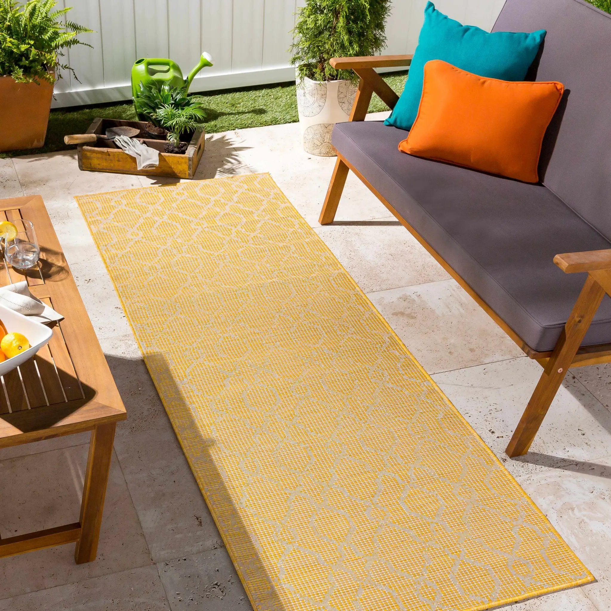 Brocton Yellow Flatweave Outdoor Rug - Clearance by Boutique Rugs