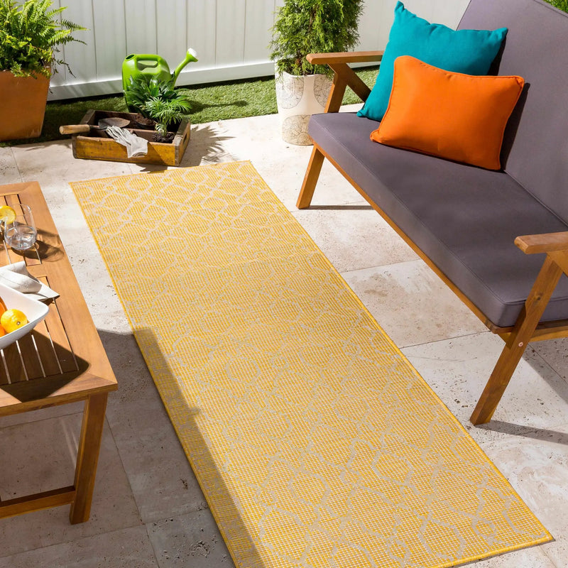 Brocton Yellow Flatweave Outdoor Rug - Clearance by Boutique Rugs