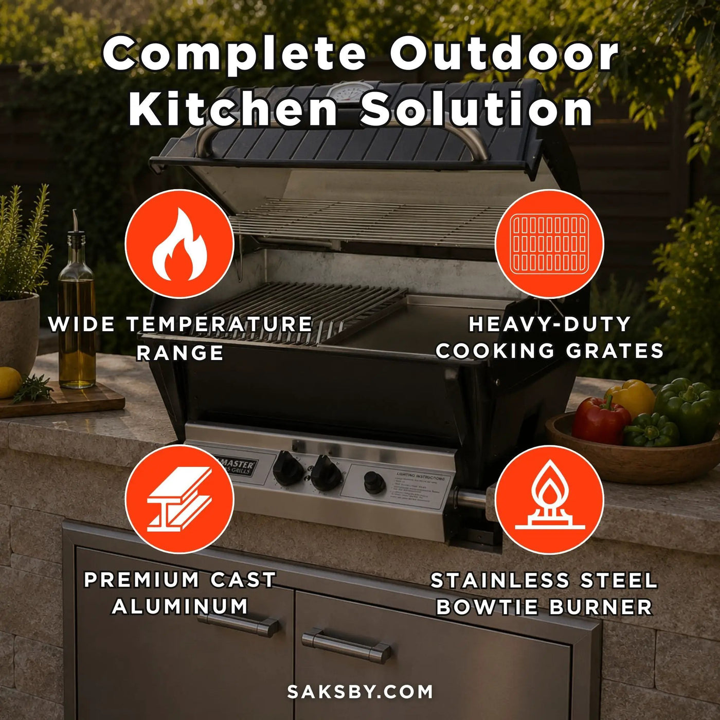 Broilmaster P3X Super Premium Cast Aluminum Gas Grill With Flare Busters, Griddle And Smoker Shutter (SAK98194) by SAKSBY WHOLESALE