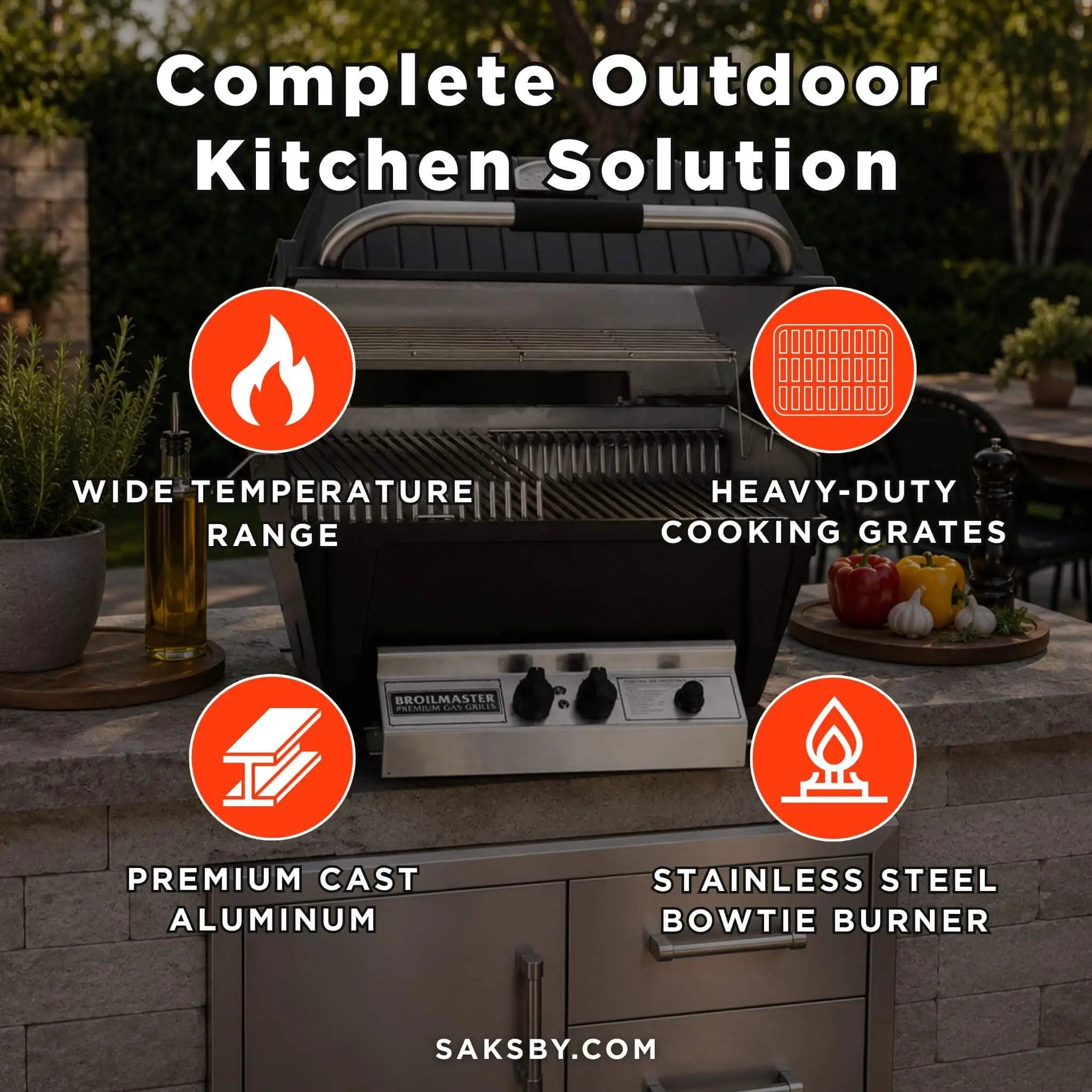 Broilmaster P4X Super Premium Cast Aluminum Gas Grill With Flare Buste