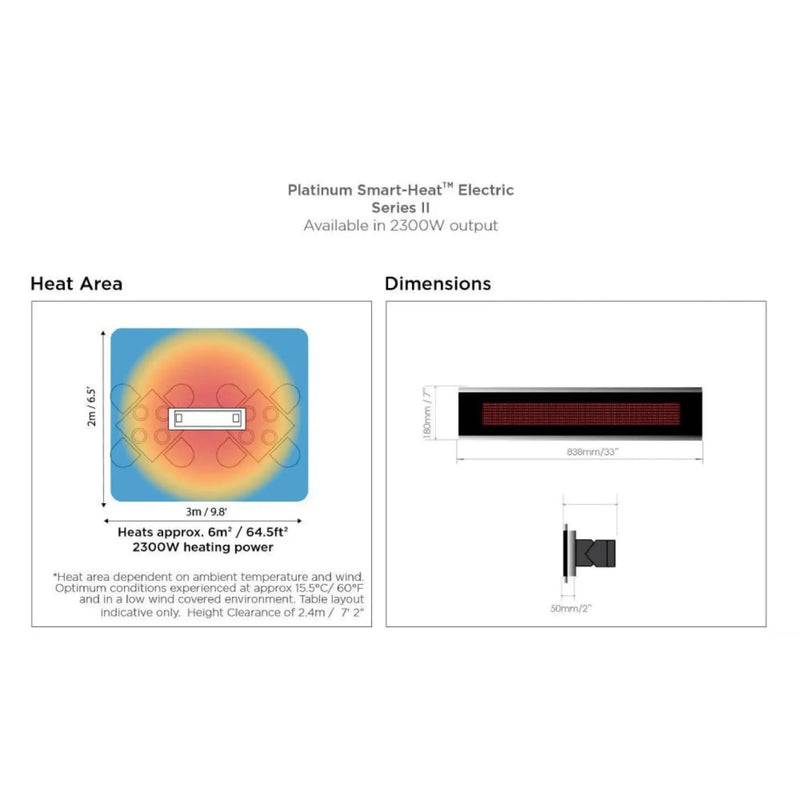 Bromic Heating Platinum Smart-Heat™ Series II 33-Inch 2300W 7900 BTU 240V Electric Patio Heater [BH0320003] (SAK42615) by SAKSBY WHOLESALE