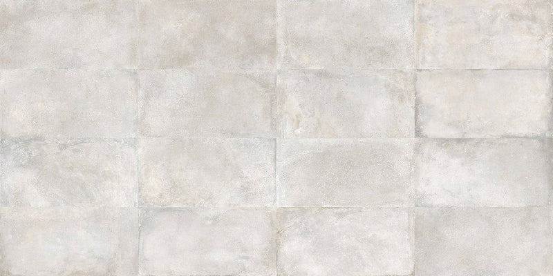 Brooklyn Cemento Argent Honed Concrete Look Bullnose Porcelain Trim 4x24, several pieces laid together