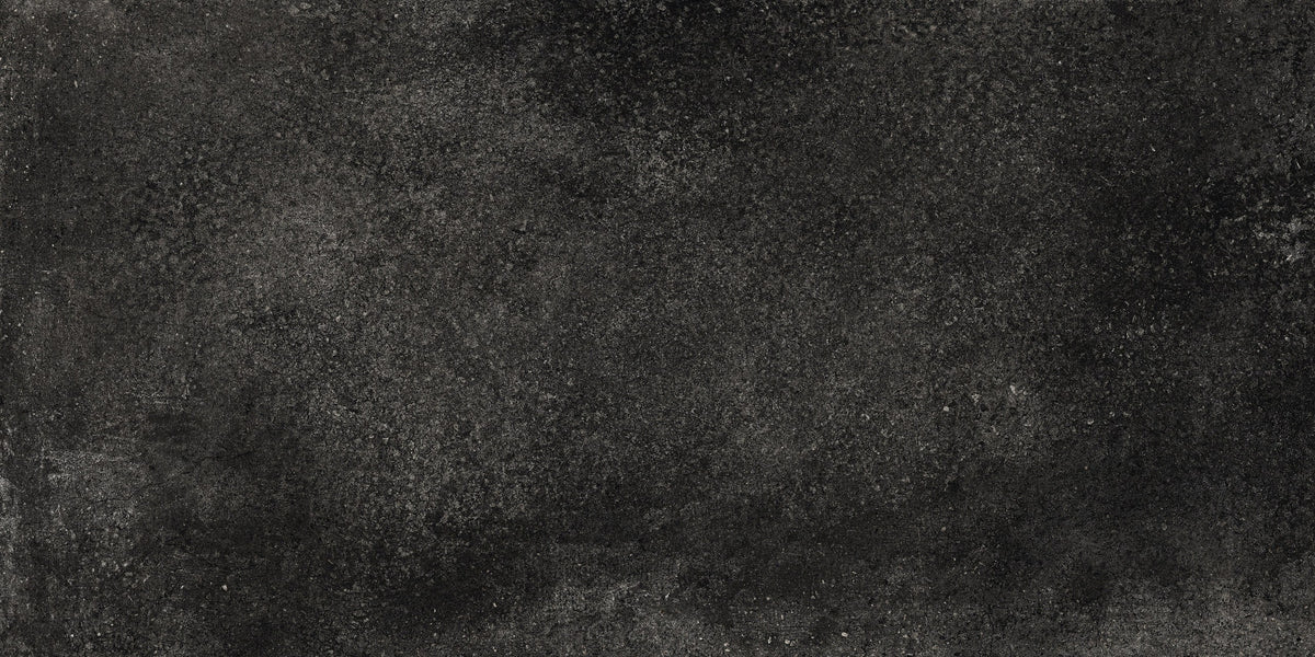 Brooklyn Cemento Black Honed Concrete Look Porcelain Tiles 24x48 close up