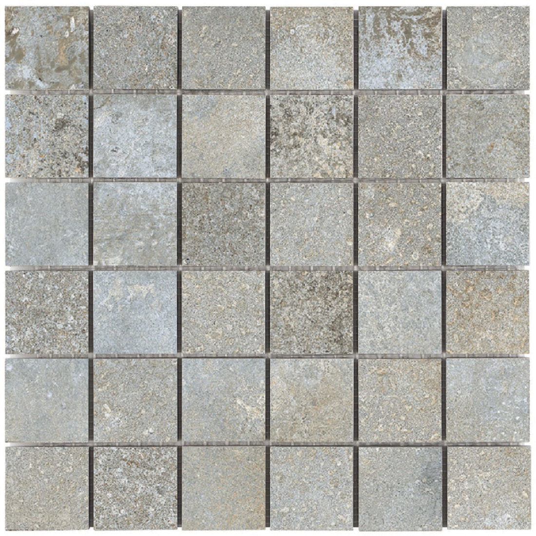 Brooklyn Cemento Greige Honed 2x2 Concrete Look Porcelain Mosaics 12x12 mosaic sheet