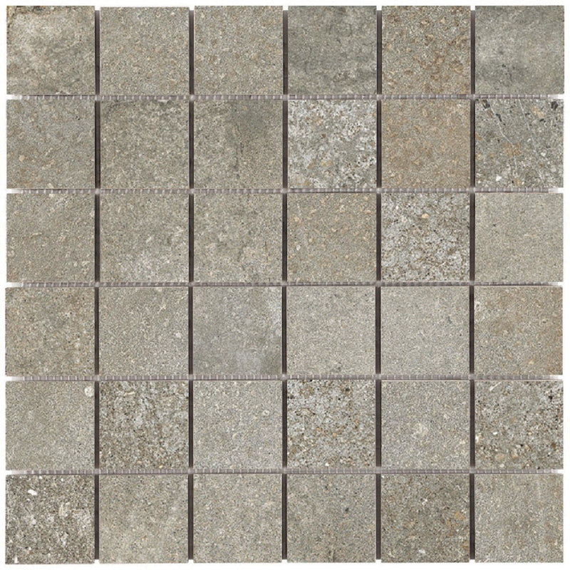 Brooklyn Cemento Toupe Honed 2x2 Concrete Look Porcelain Mosaics 12x12 mosaic sheet
