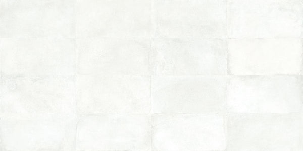 Brooklyn Cemento White Honed Concrete Look Cove Base Porcelain Trim 6x12, several pieces laid together