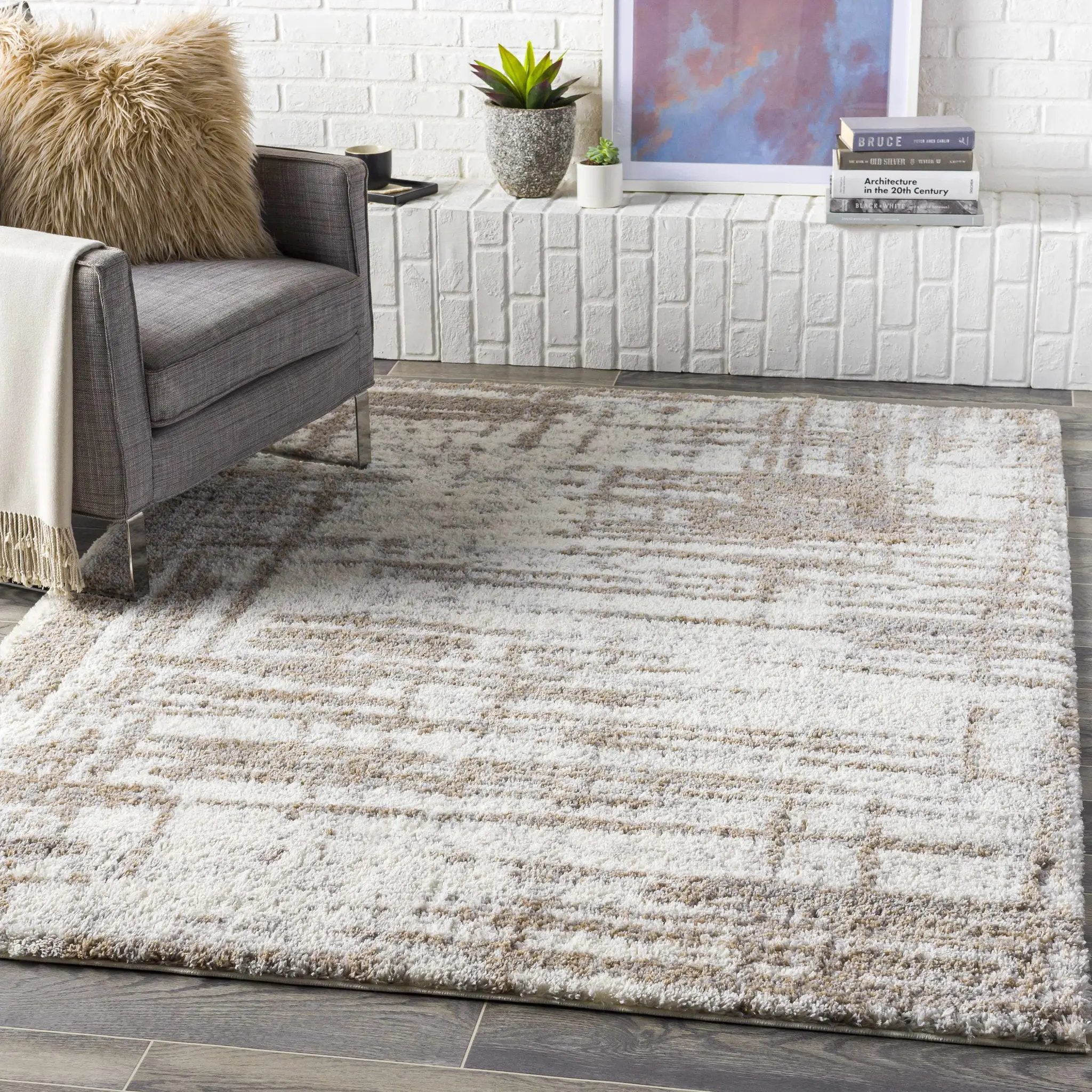 Broulee Abstract Striped Plush Rug by Boutique Rugs